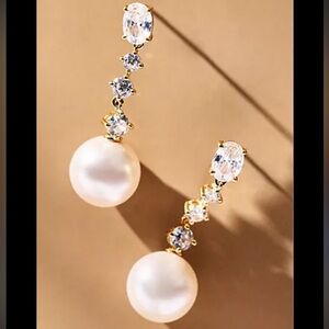 NADRI oval crystal pearl drop earrings